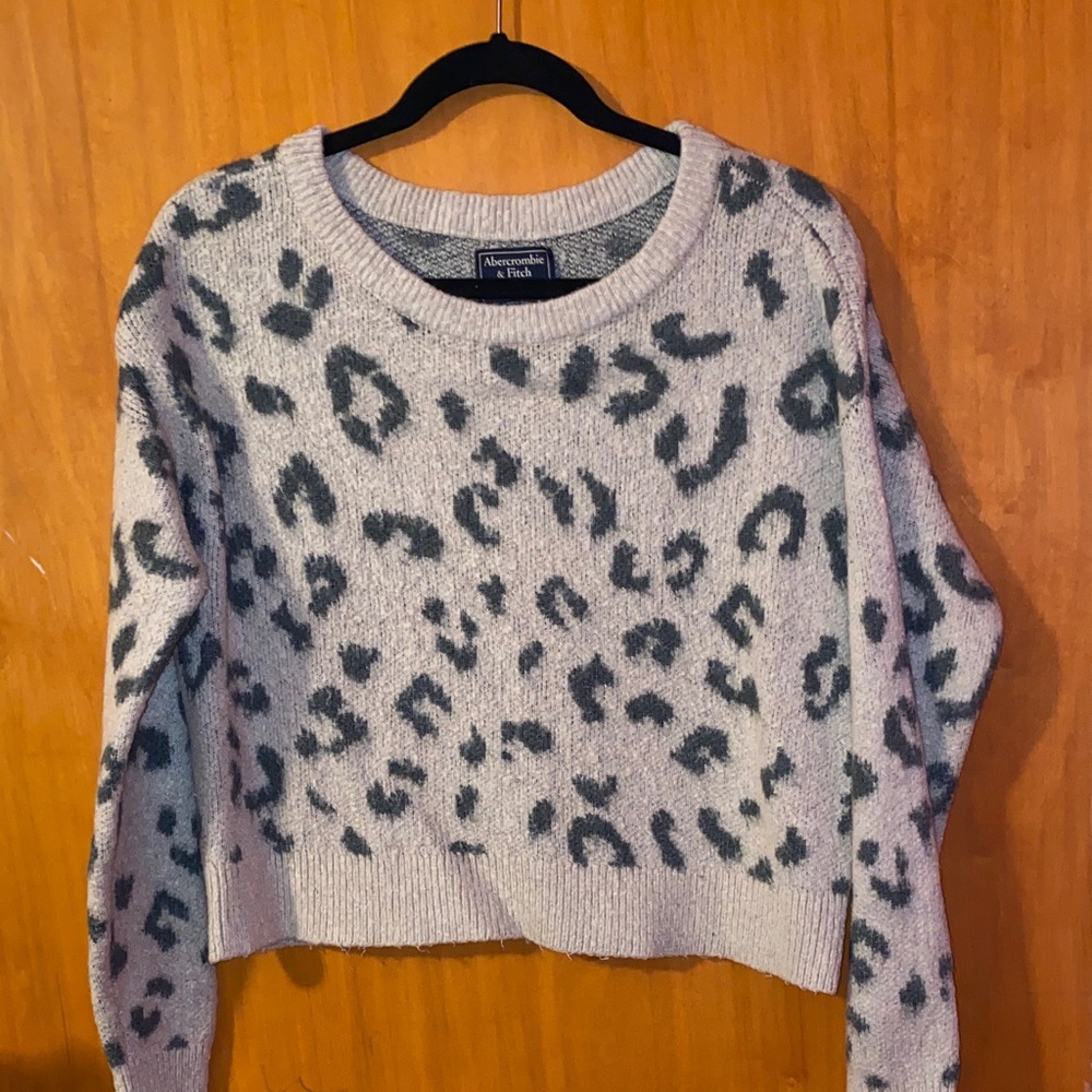 Abercrombie & Fitch Cheetah Leopard Print Crop Sweater